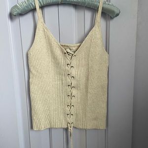 Beige tie up tank top